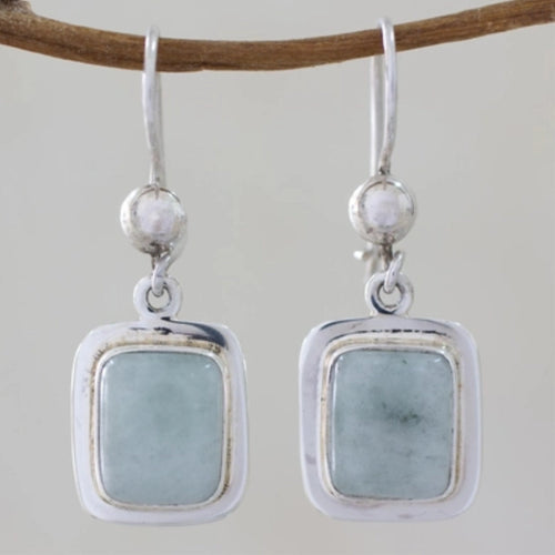 Retro Blue Sky Stone Silver Earrings
