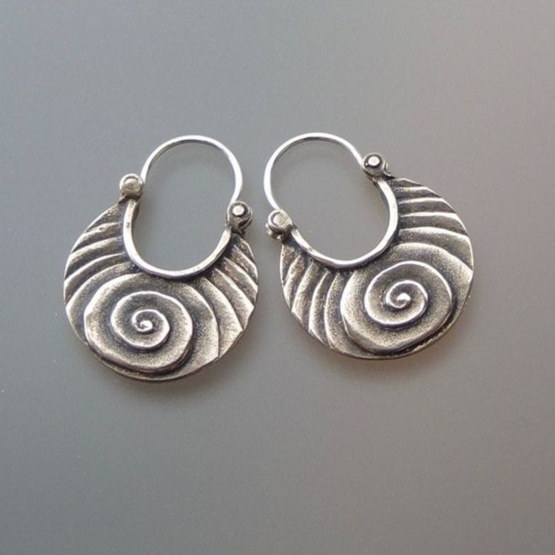 Retro Silver Spiral Earrings
