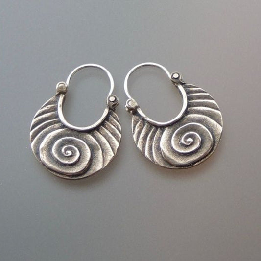 Retro Silver Spiral Earrings
