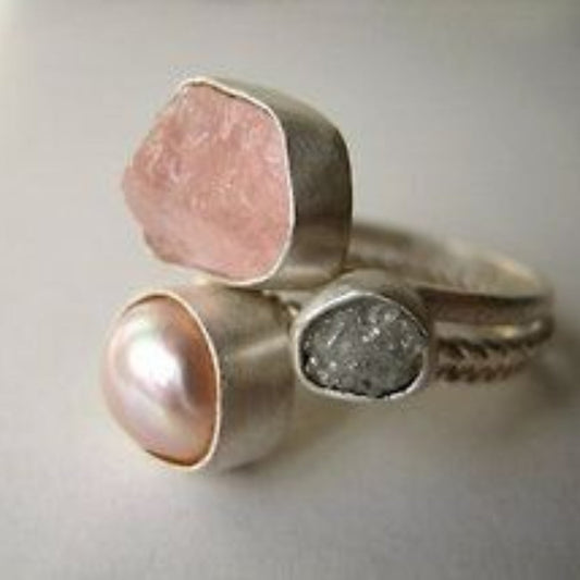 Antique Crystal and Rose Pearl Ring