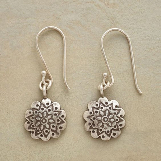Retro Silver Mandala Earrings