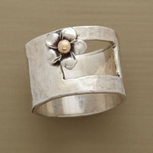 Antique Silver-Plated Floral Ring