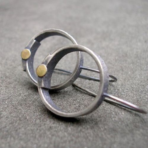 Retro Silver-Plated Circular Earrings