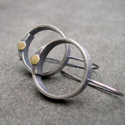 Retro Silver-Plated Circular Earrings