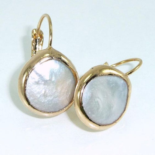 Classic White Stone and Gold Earrings