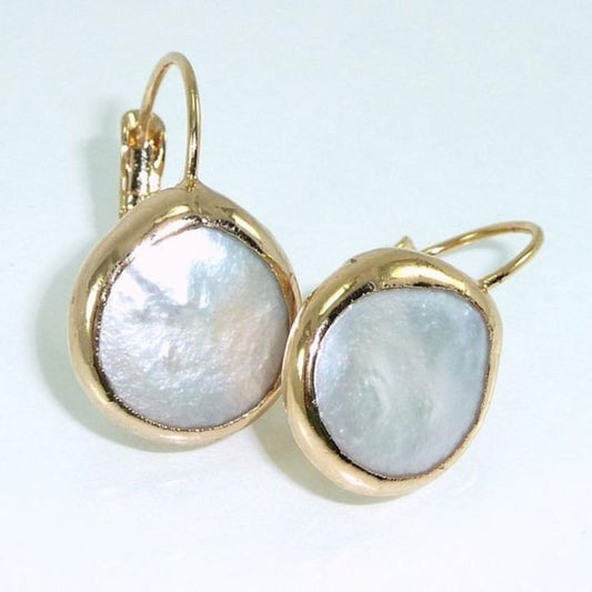 Classic White Stone and Gold Earrings