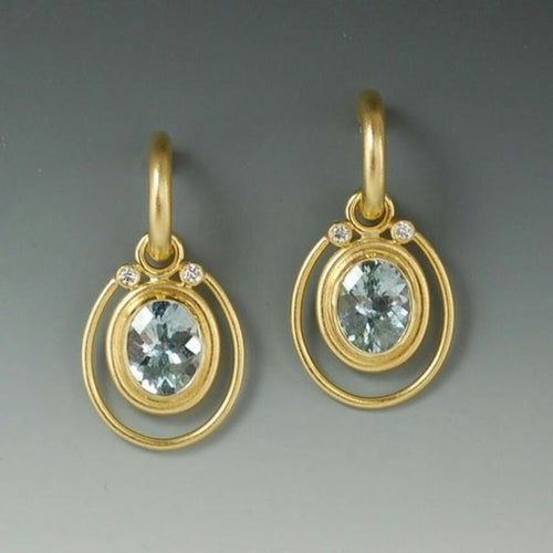 Classic Blue Crystal Inlaid Gold Earrings