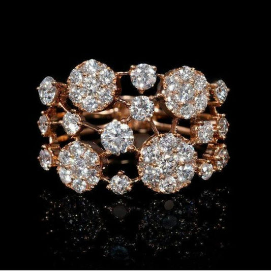 Rose Gold Vintage Ring with Inlaid Colorful Stones