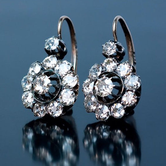 Retro Inlaid Crystal Round Earrings