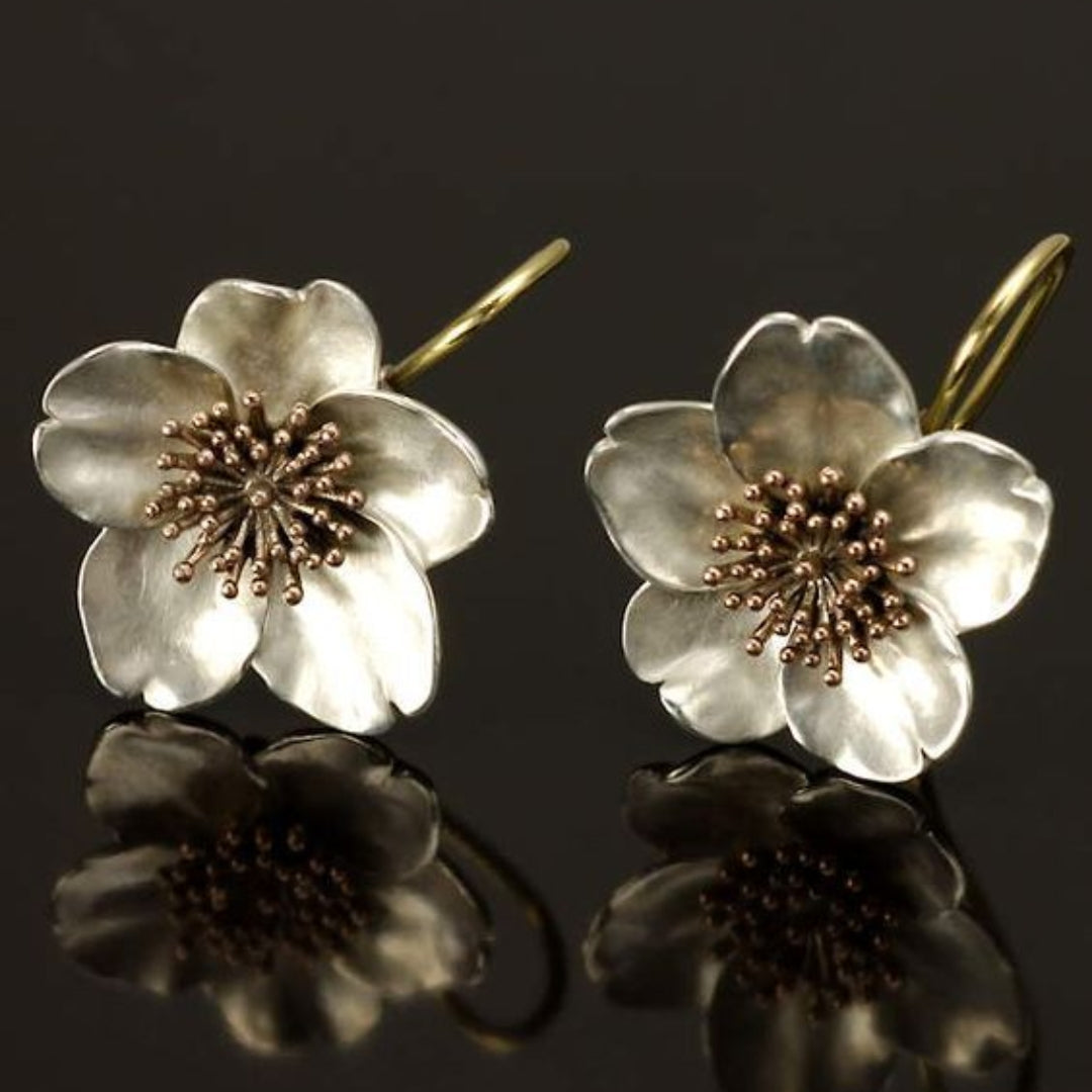 Antique Silver and Gold Floral Earrings