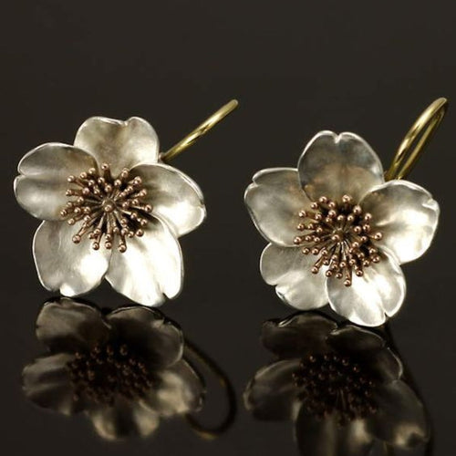 Antique Silver and Gold Floral Earrings