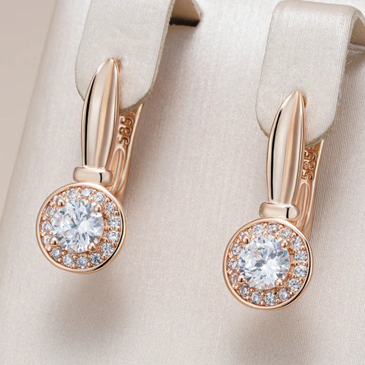 Gold Earrings Featuring Round Brilliant Cut Stones