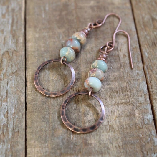 Antique Bronze Stone-Accented Earrings