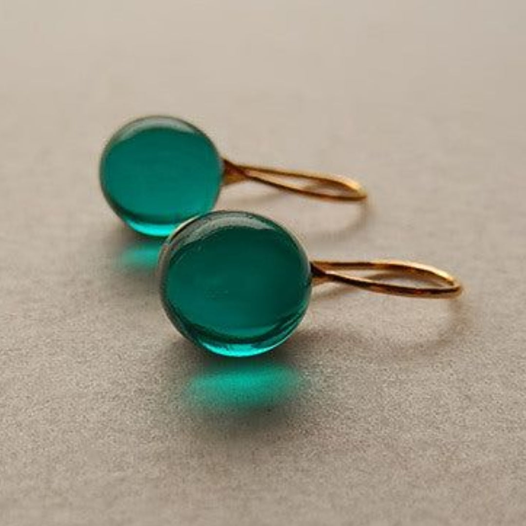 Retro Green Crystal Rose Gold Earrings