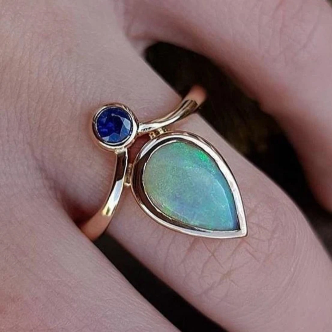 Retro Blue Opal Ring