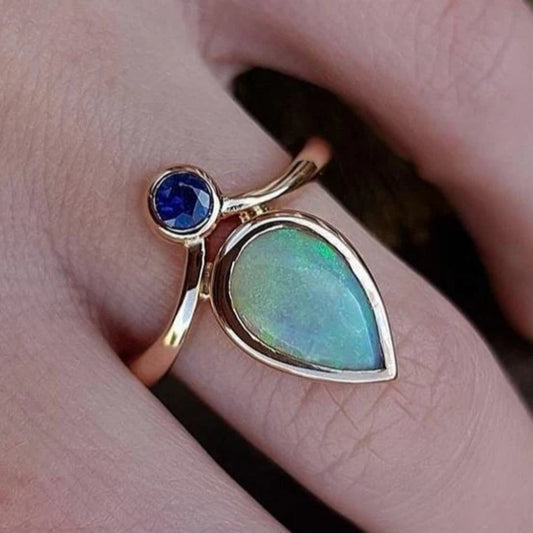 Retro Blue Opal Ring