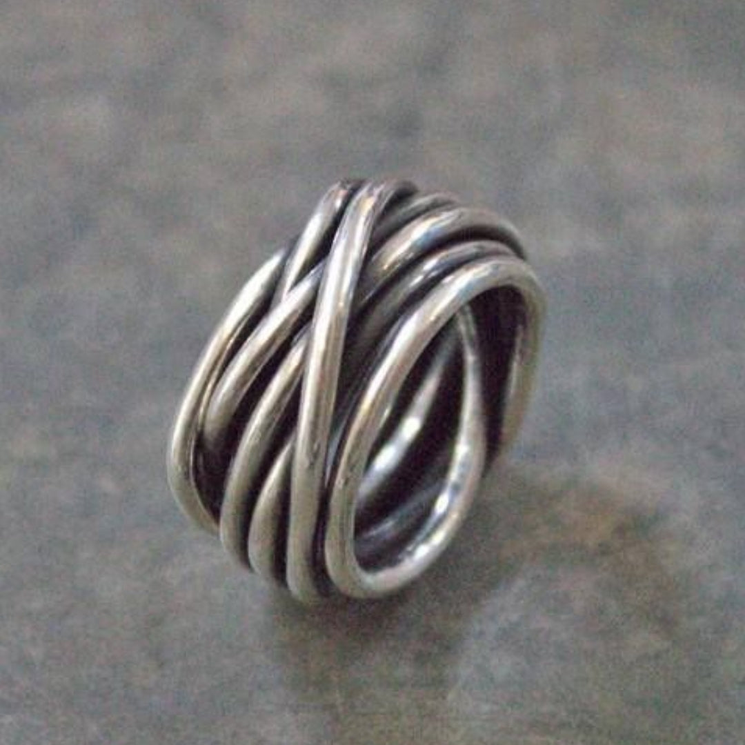 Antique Silver Plated Stacked Ring