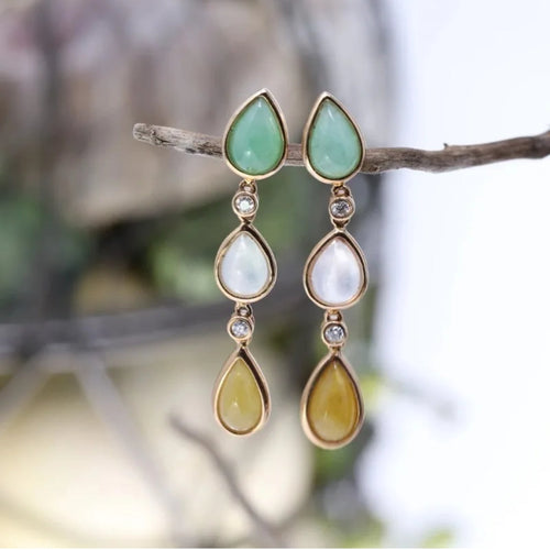 Retro Nature-Inspired Stone Drop Earrings