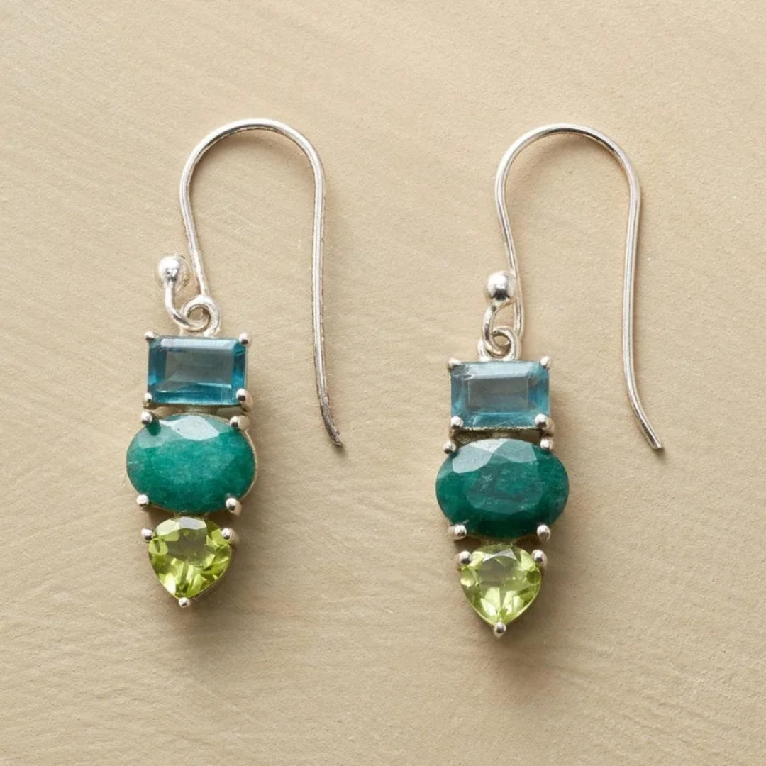 Retro Green Stone Earrings Inspired by Nature