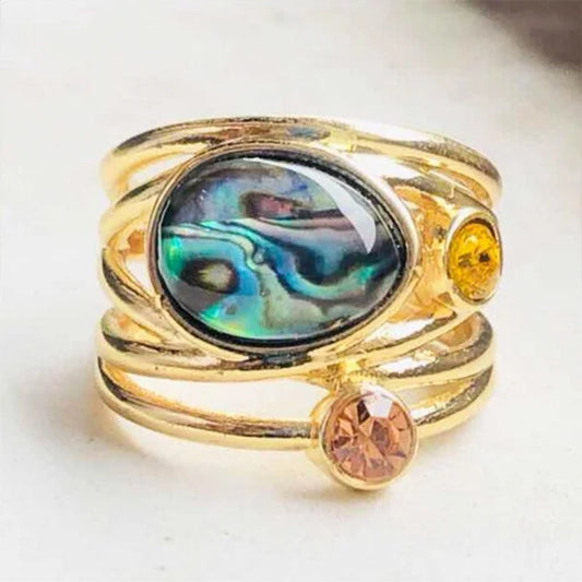 Retro Golden Layered Chromatic Ring