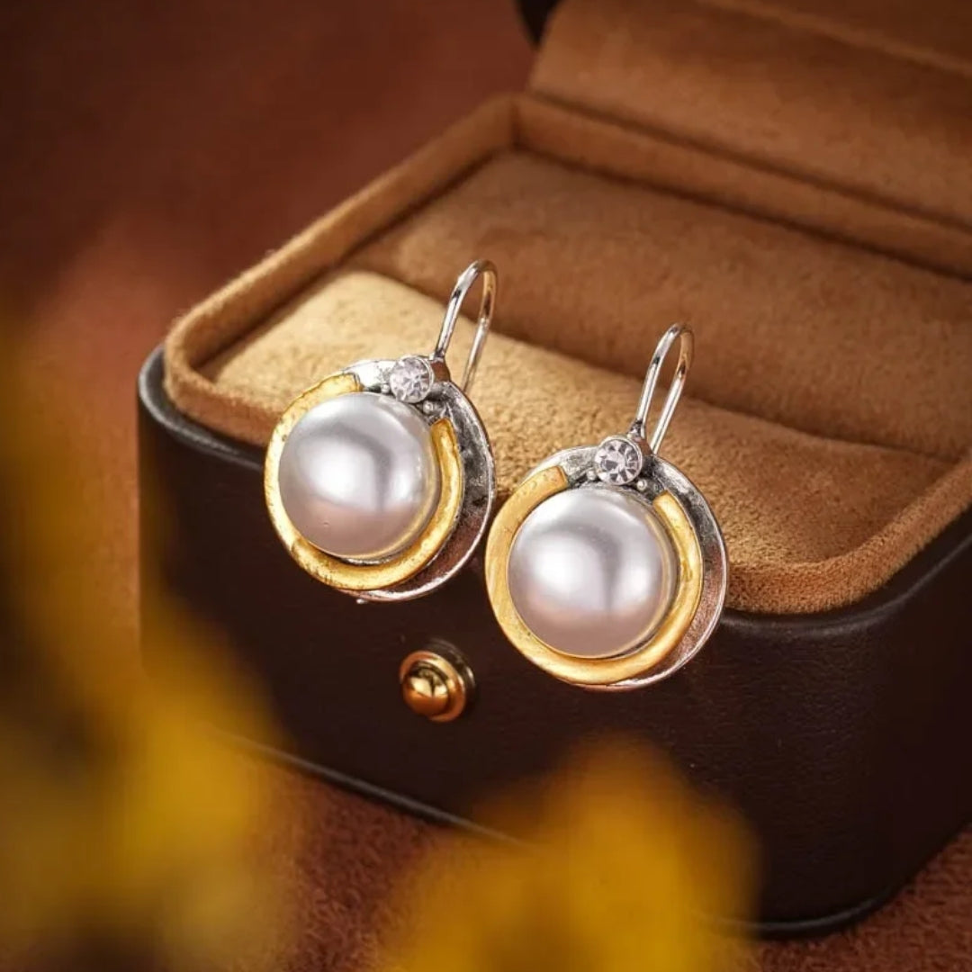 Classic Silver Earrings with Vintage Pearl Accents