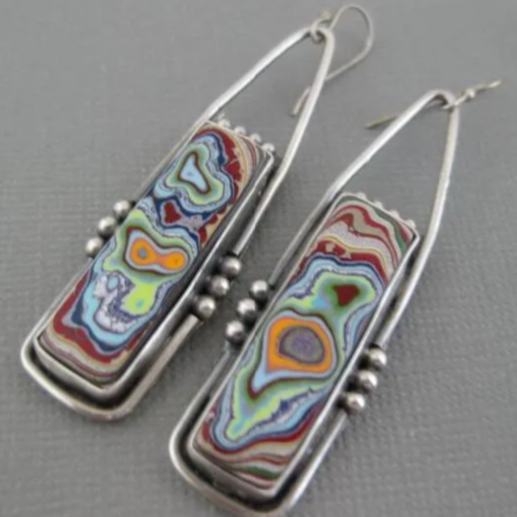 Retro Rectangular Colorful Earrings