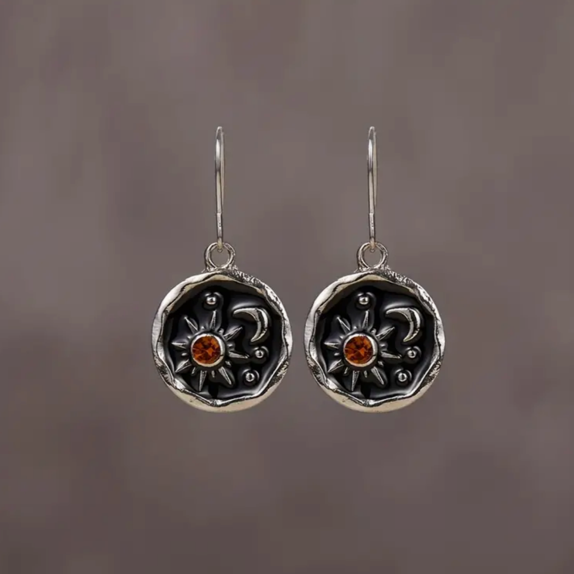 Retro Moonlit Round Earrings