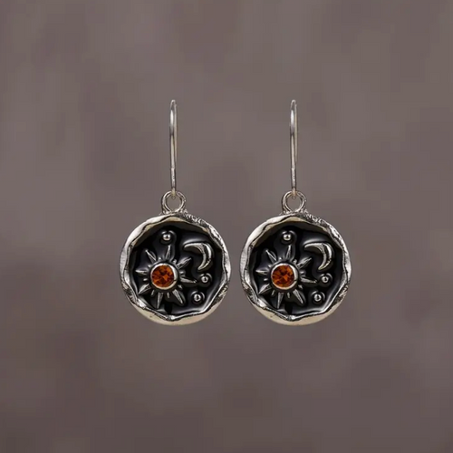 Retro Moonlit Round Earrings