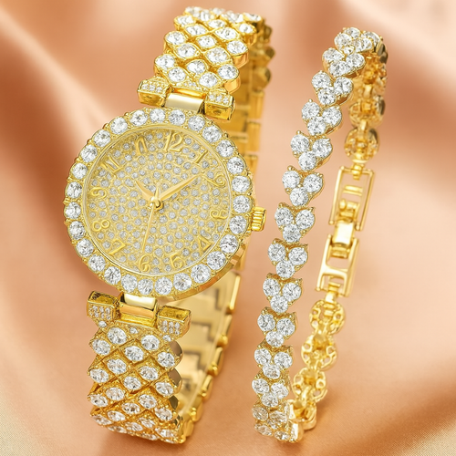 Luxurious Gold Watch and Bracelet Set | Radiant Elegance Collection