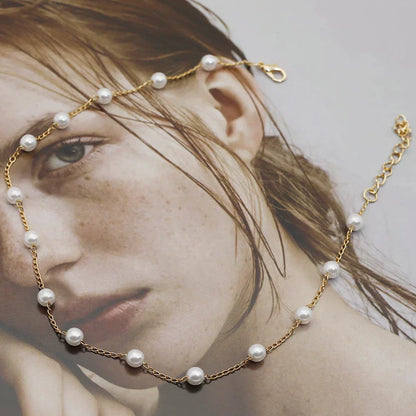 Elegant Gold Pearl Necklace