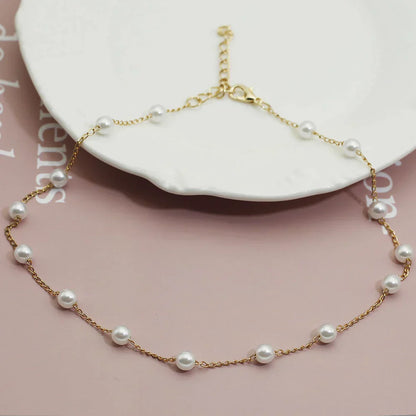Elegant Gold Pearl Necklace