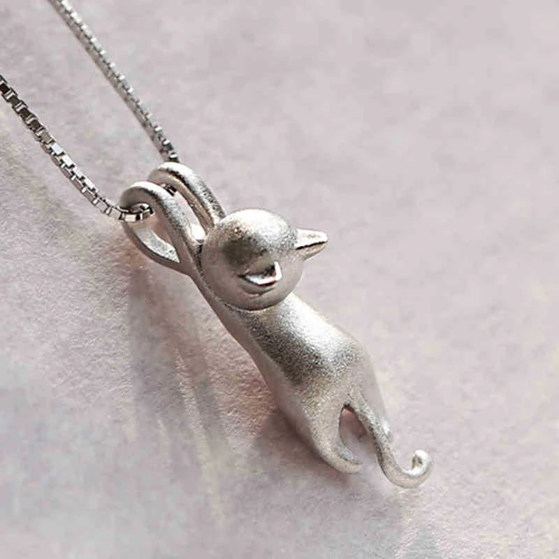 Playful Kitty Necklace in 925 Sterling Silver