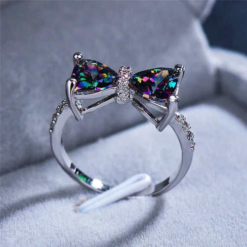 Colorful Crystal Bow Ring