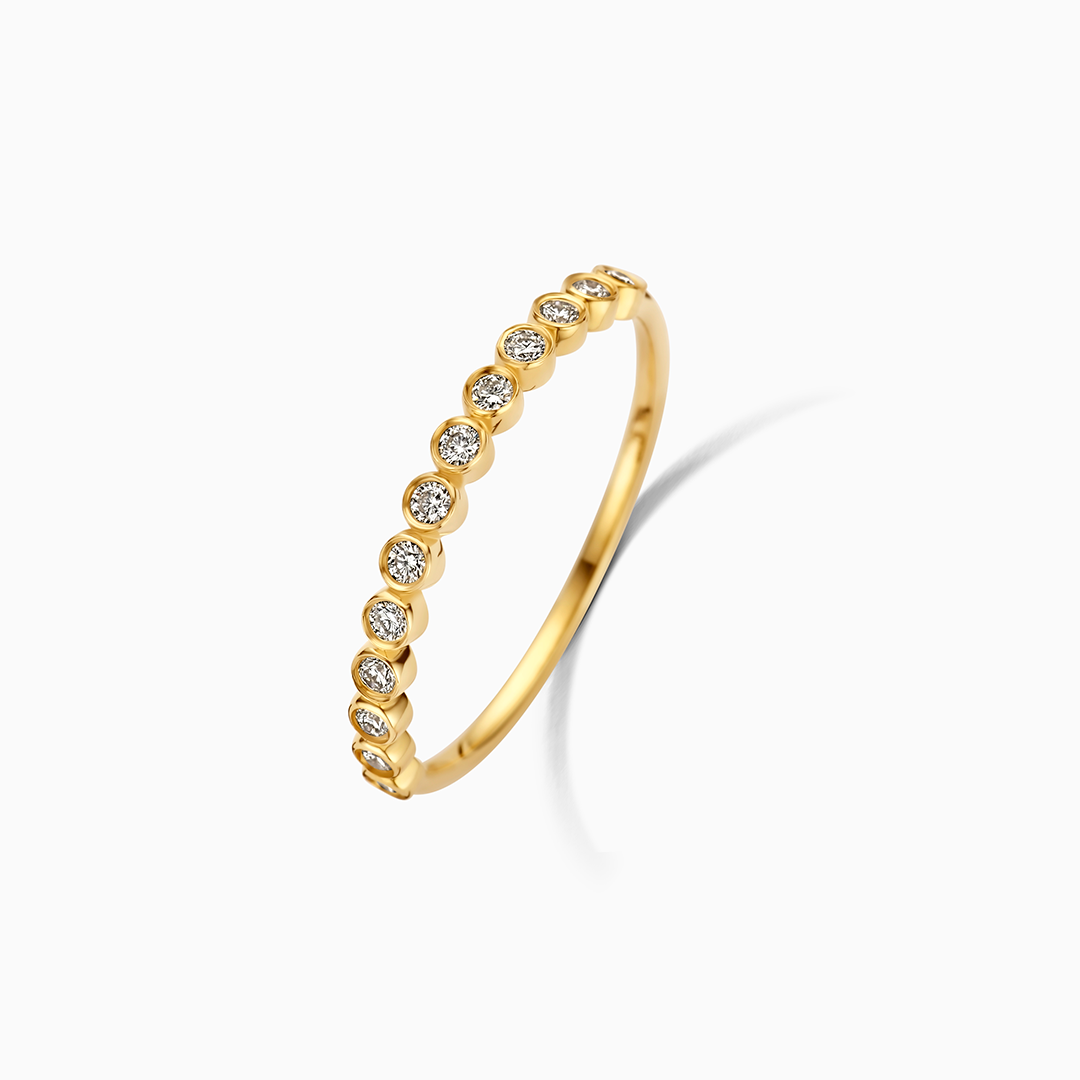 Radiant Gold and Diamond Bubble Ring