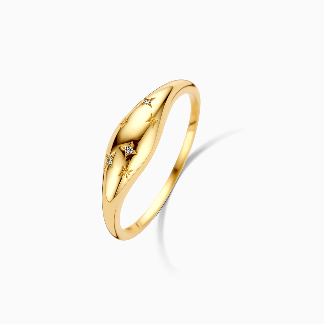 Radiant Gold Dome Ring with Diamond Accents