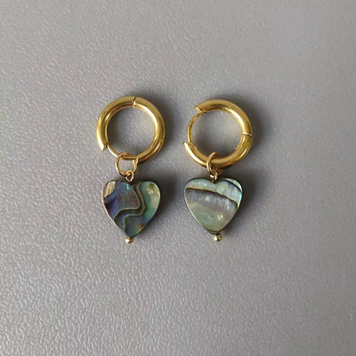 Retro Gold Heart Earrings with Chromatic Accents