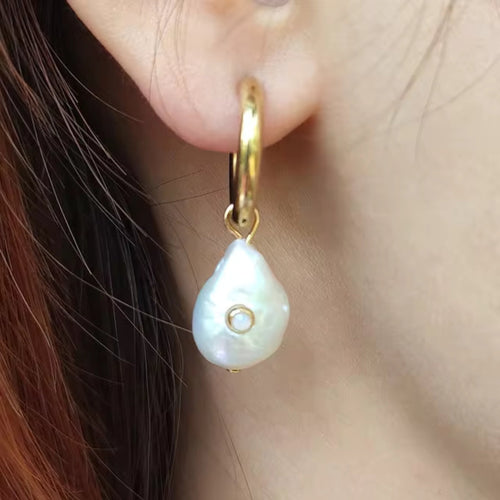 Classic Baroque Pearl and Zirconia Earrings