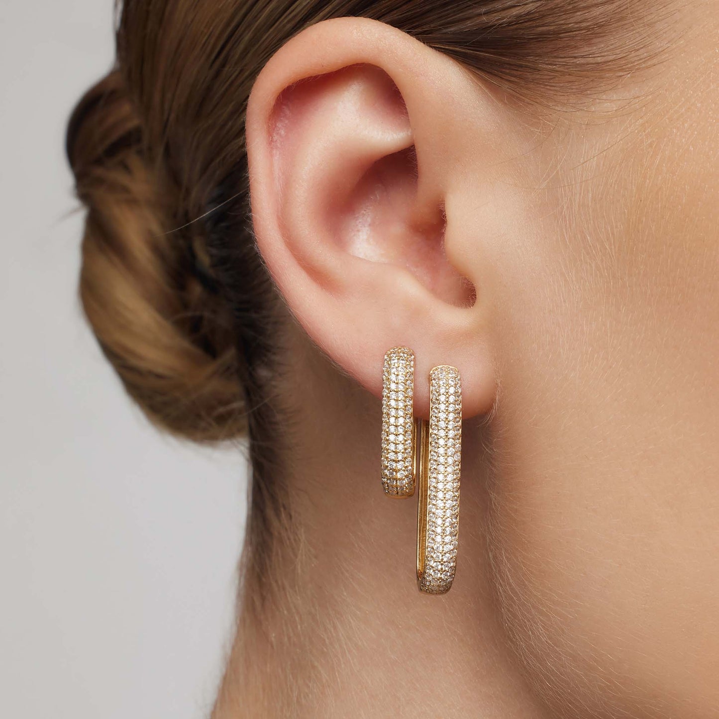 Gold Pavé Hoop Earrings with Iconic Design