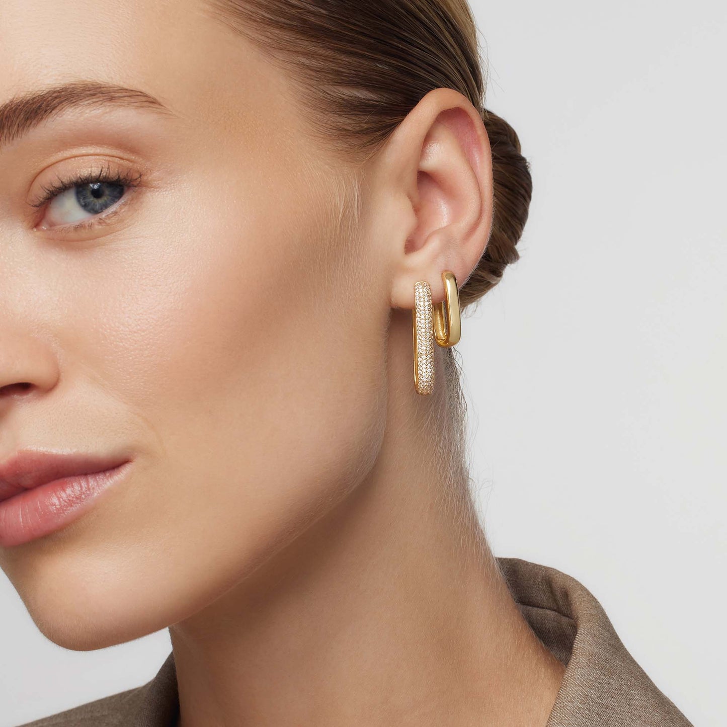 Gold Large Pavé Hoop Earrings