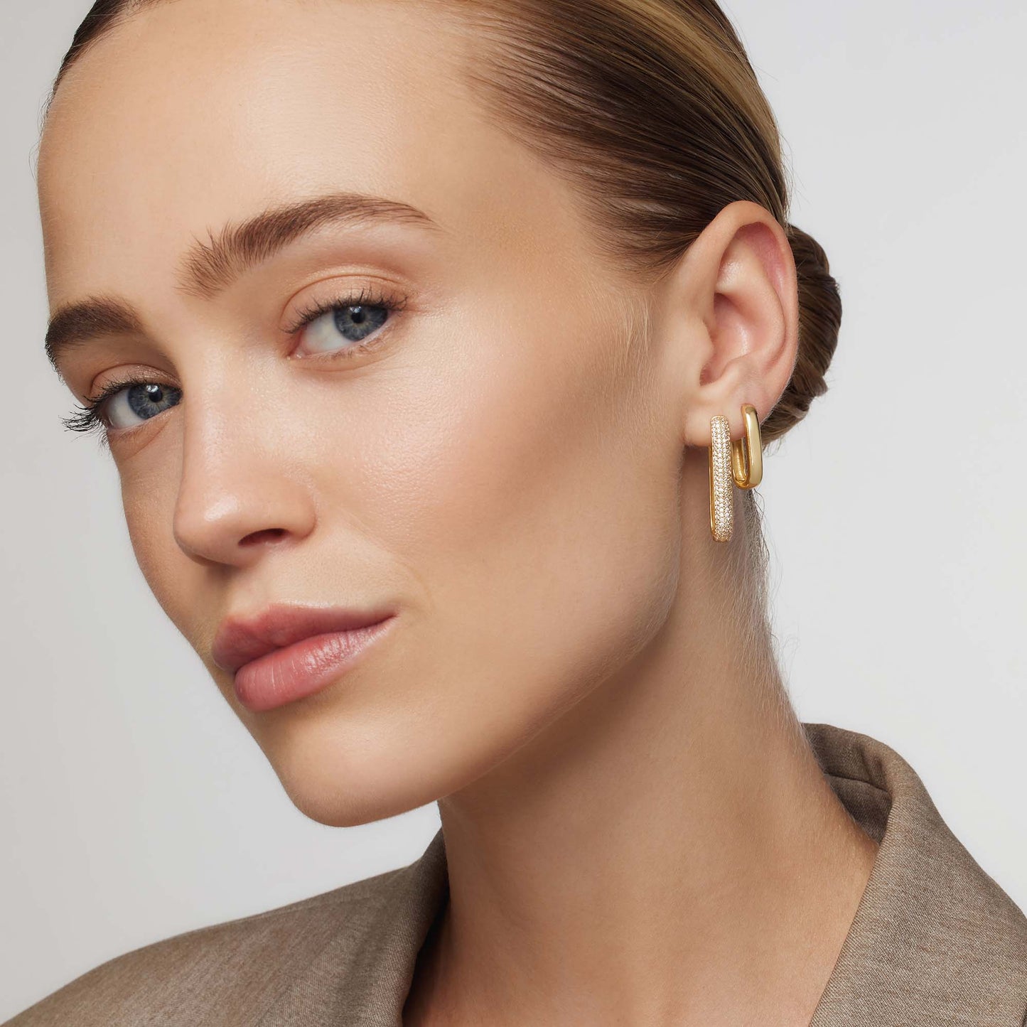 Gold Large Pavé Hoop Earrings