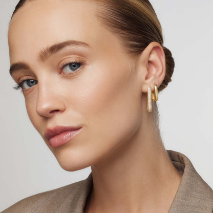 Gold Large Pavé Hoop Earrings