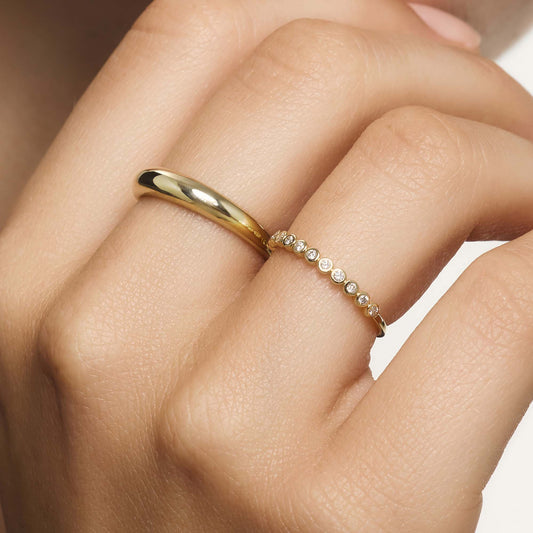 Radiant Gold and Diamond Bubble Ring