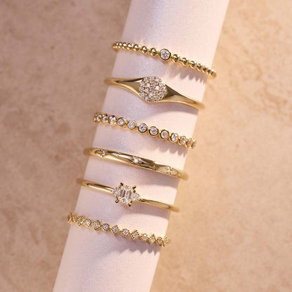 Radiant Gold and Diamond Bubble Ring