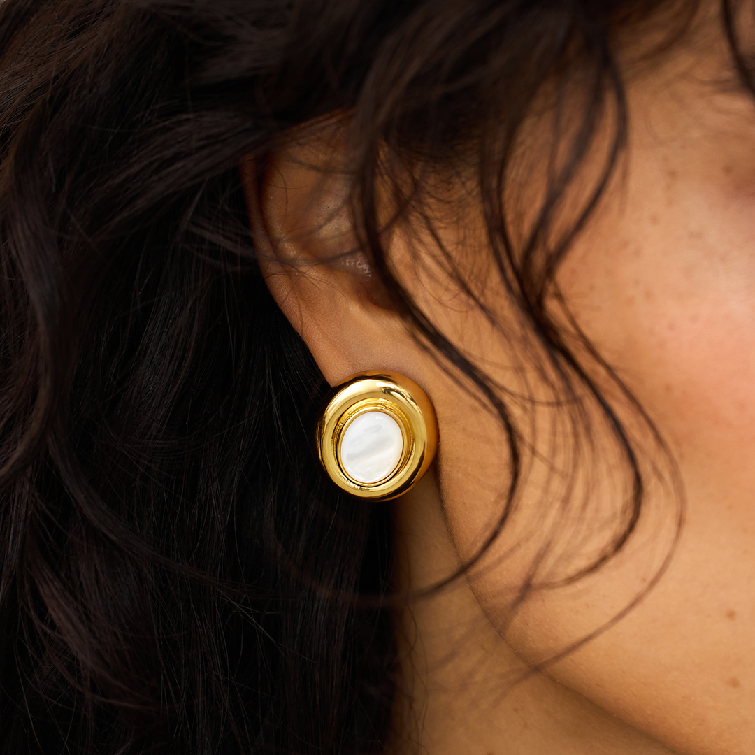 Gold Pearl Earrings - Giselle Collection