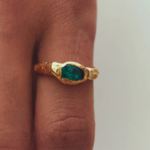 Antique Green Forged Gold Ring