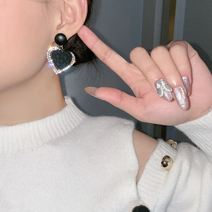 Gold Dark Heart Earrings