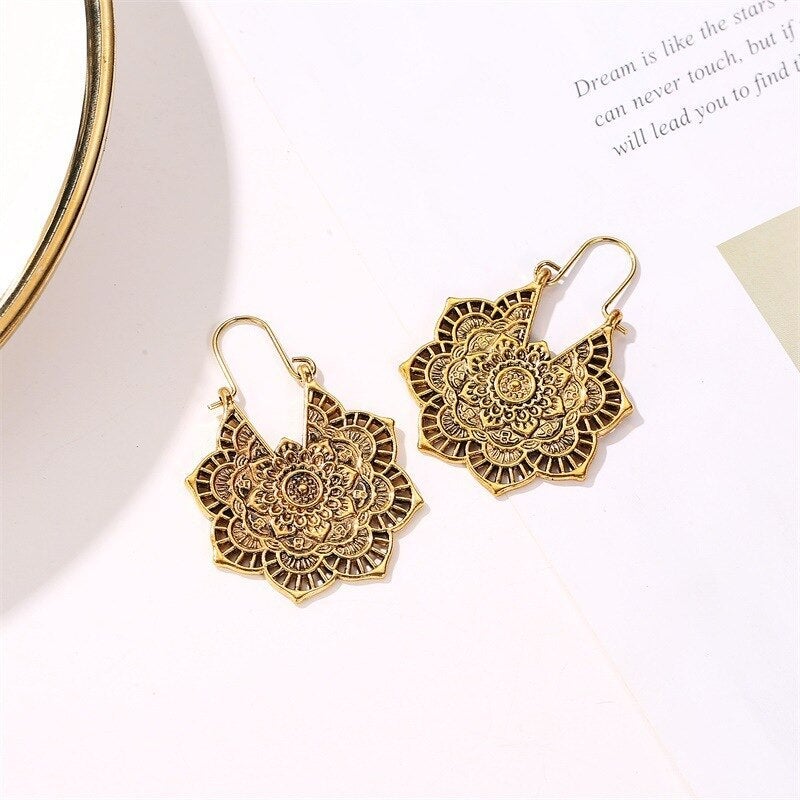 Lotus Flower Mandala Earrings