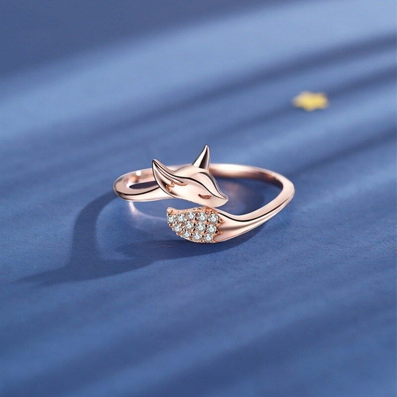 Rose Gold Silver Fox Ring