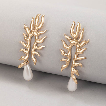 Coral Earrings Adorned with Freshwater Pearls