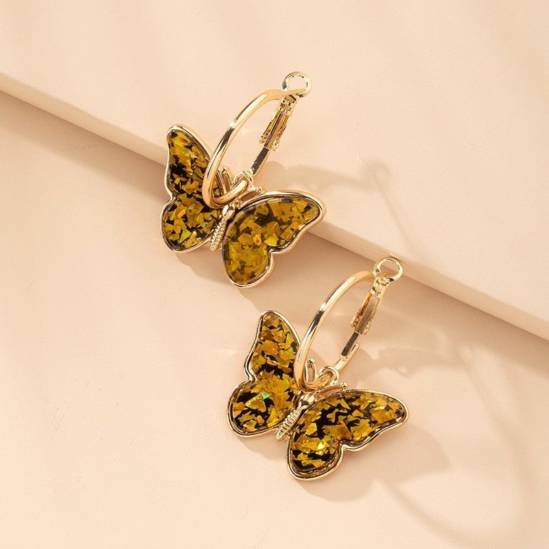 Artisan Crafted Enamel and Crystal Butterfly Earrings
